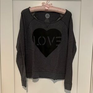 Life is Good women’s light weight   Size Medium. Gray Love Heart Sweatshirt